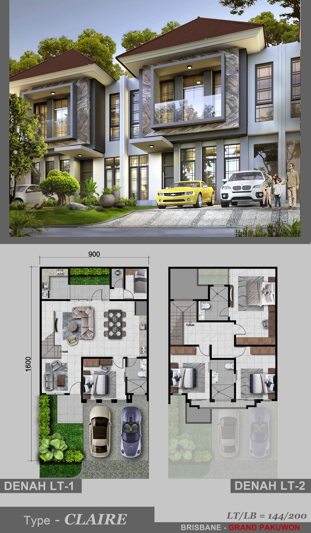 foto denah rumah tipe CLAIRE perumahan BRISBANE - GLADSTONE