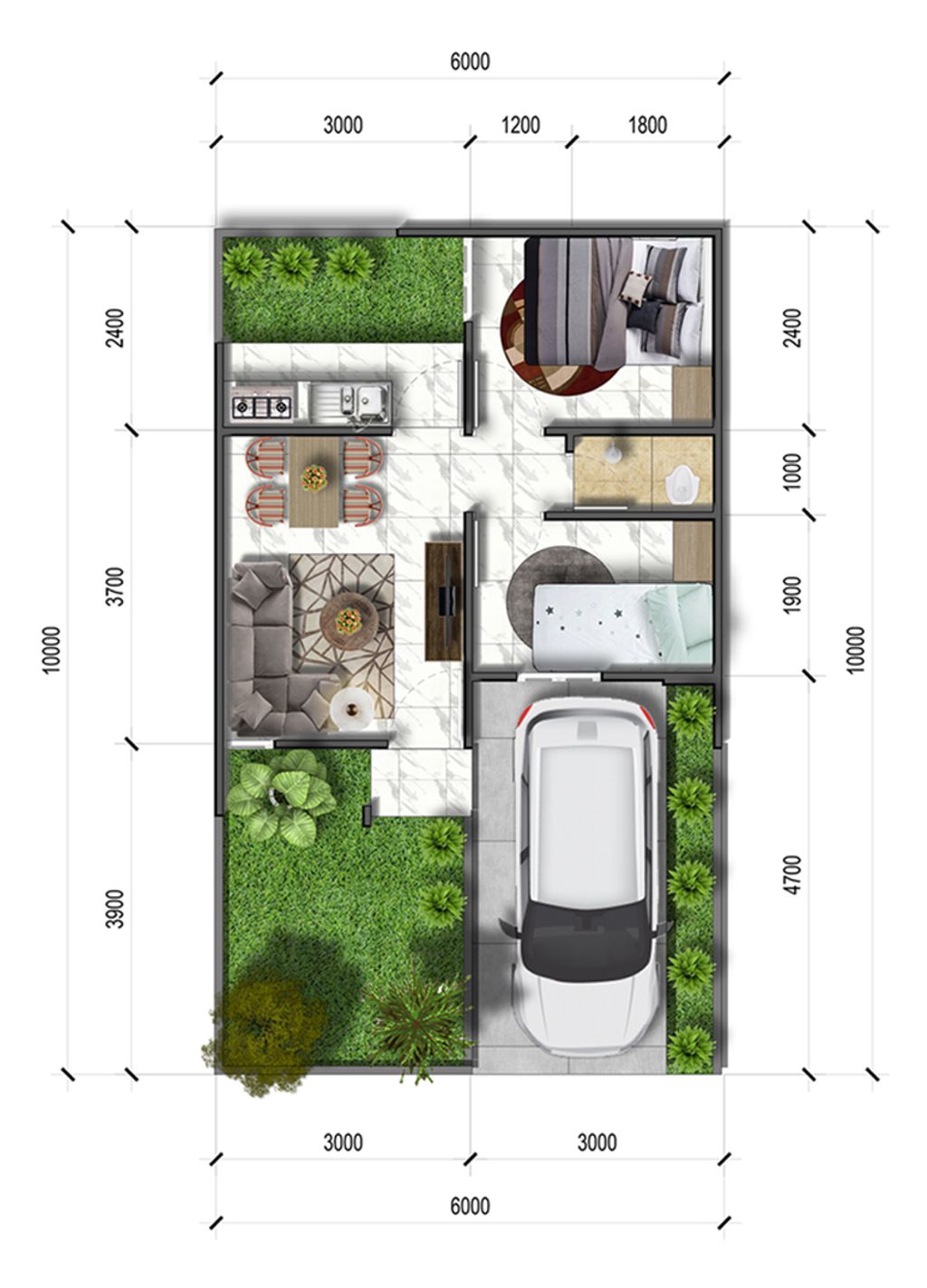 foto denah rumah tipe 27/60 perumahan Grand Sampurna City