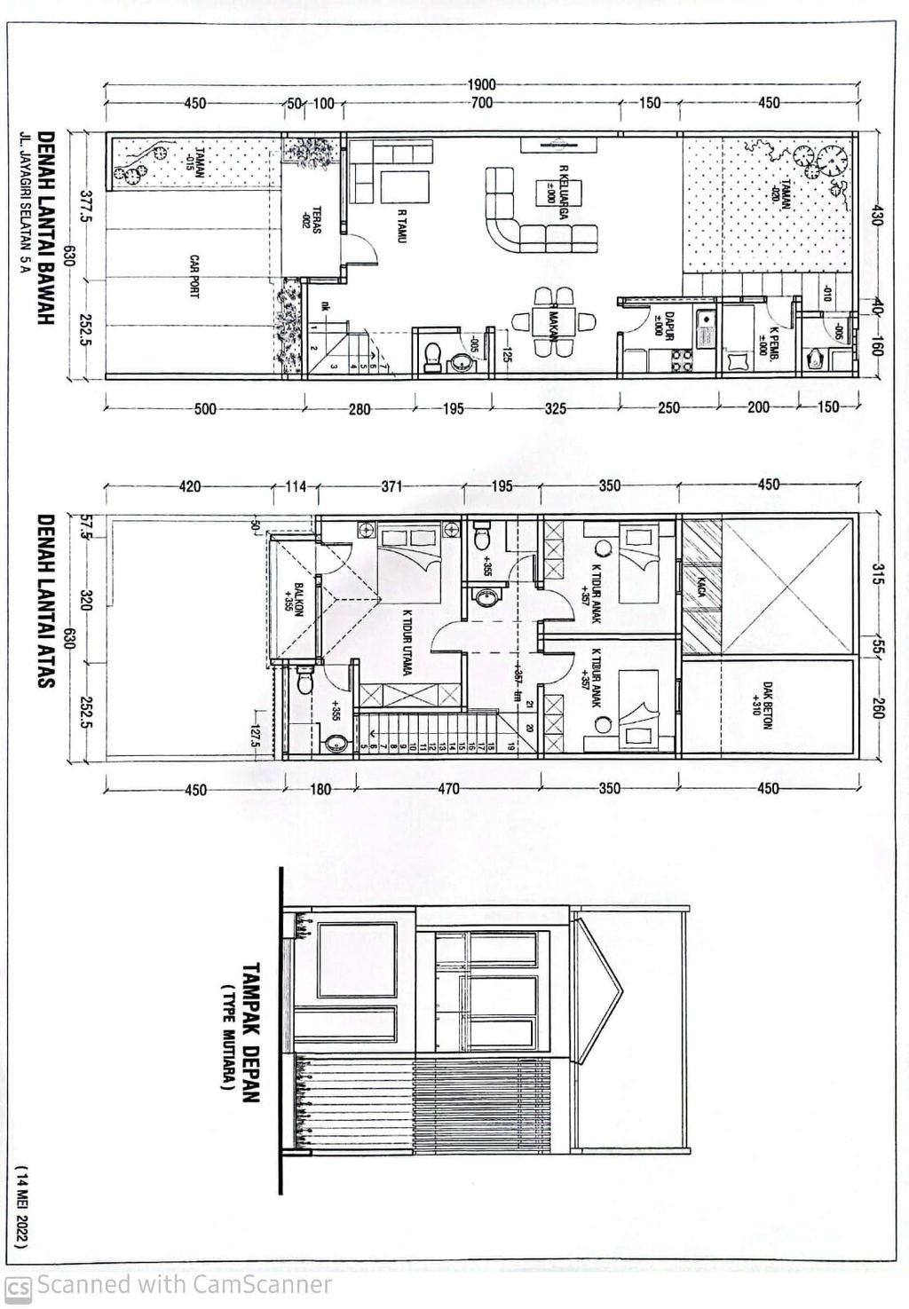 foto denah rumah tipe MUTIARA perumahan SINGGASANA RESIDENCE CIJAWURA POINT
