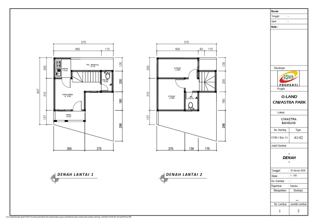 foto denah rumah tipe 41 Compact High Ceiling (397) perumahan G-Land Ciwastra Park