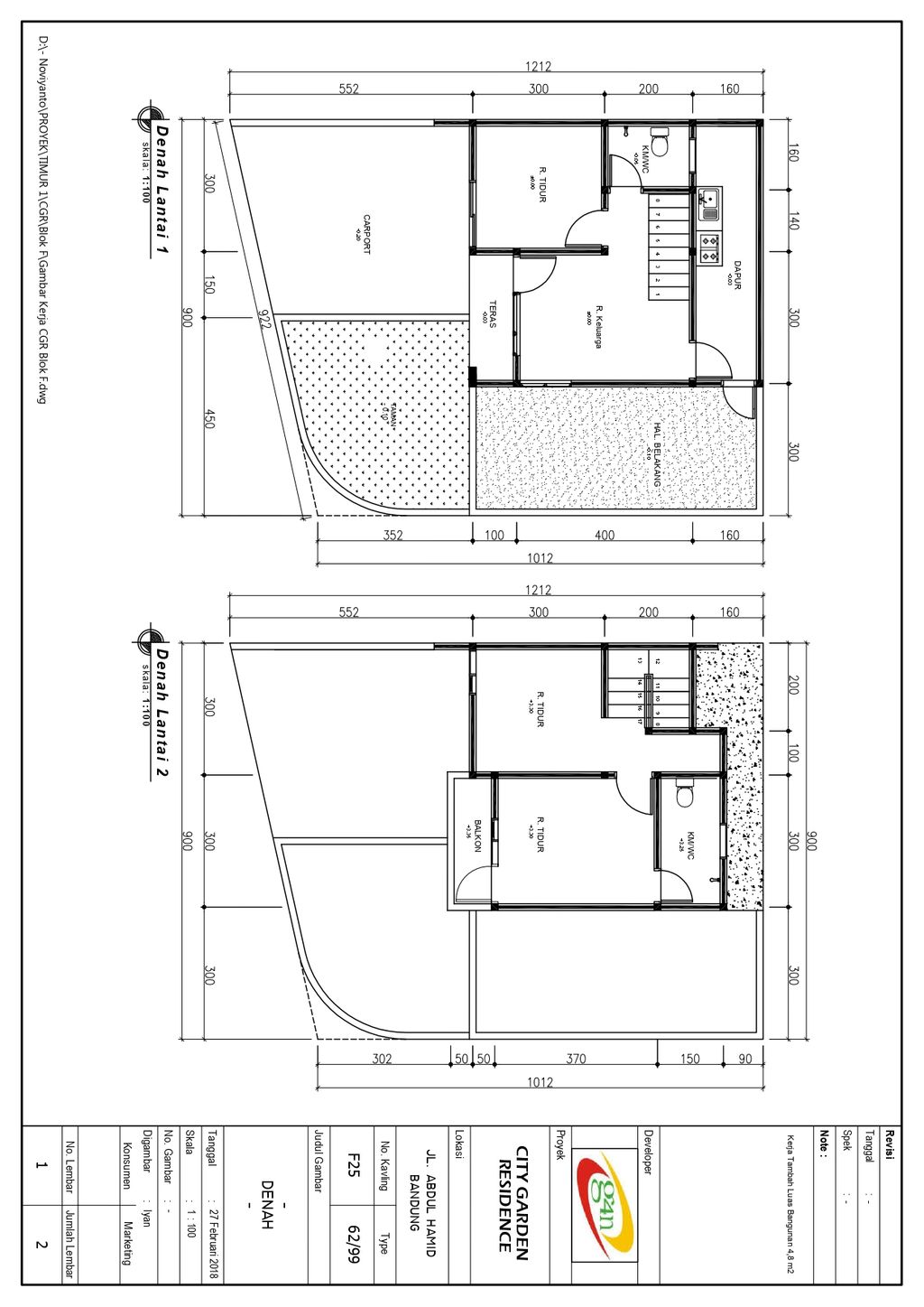 foto denah rumah tipe 67 Compact Classic Modern Baru (943) perumahan City Garden Residence Blok Fontana