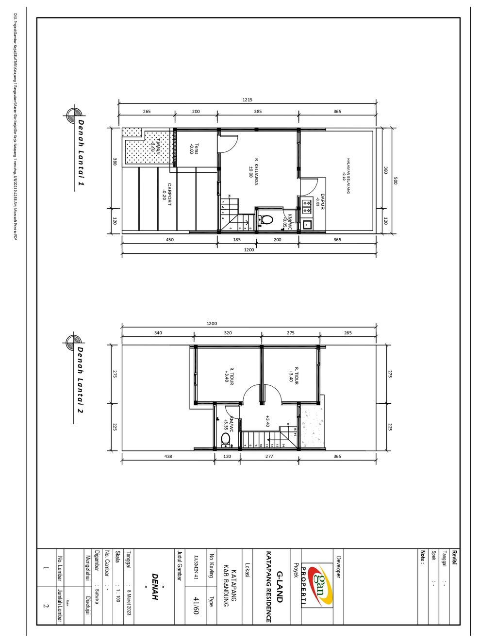 foto denah rumah tipe 47 Compact High Ceiling (491) perumahan G-Land Katapang Residence 1