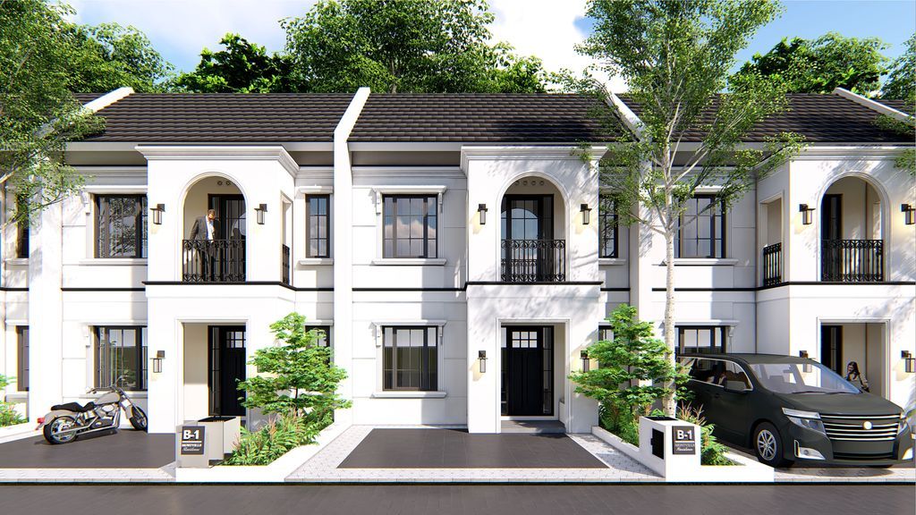 foto tampak rumah tipe Cartenz A13 84 / 115 perumahan MONTVILLE RESIDENCE