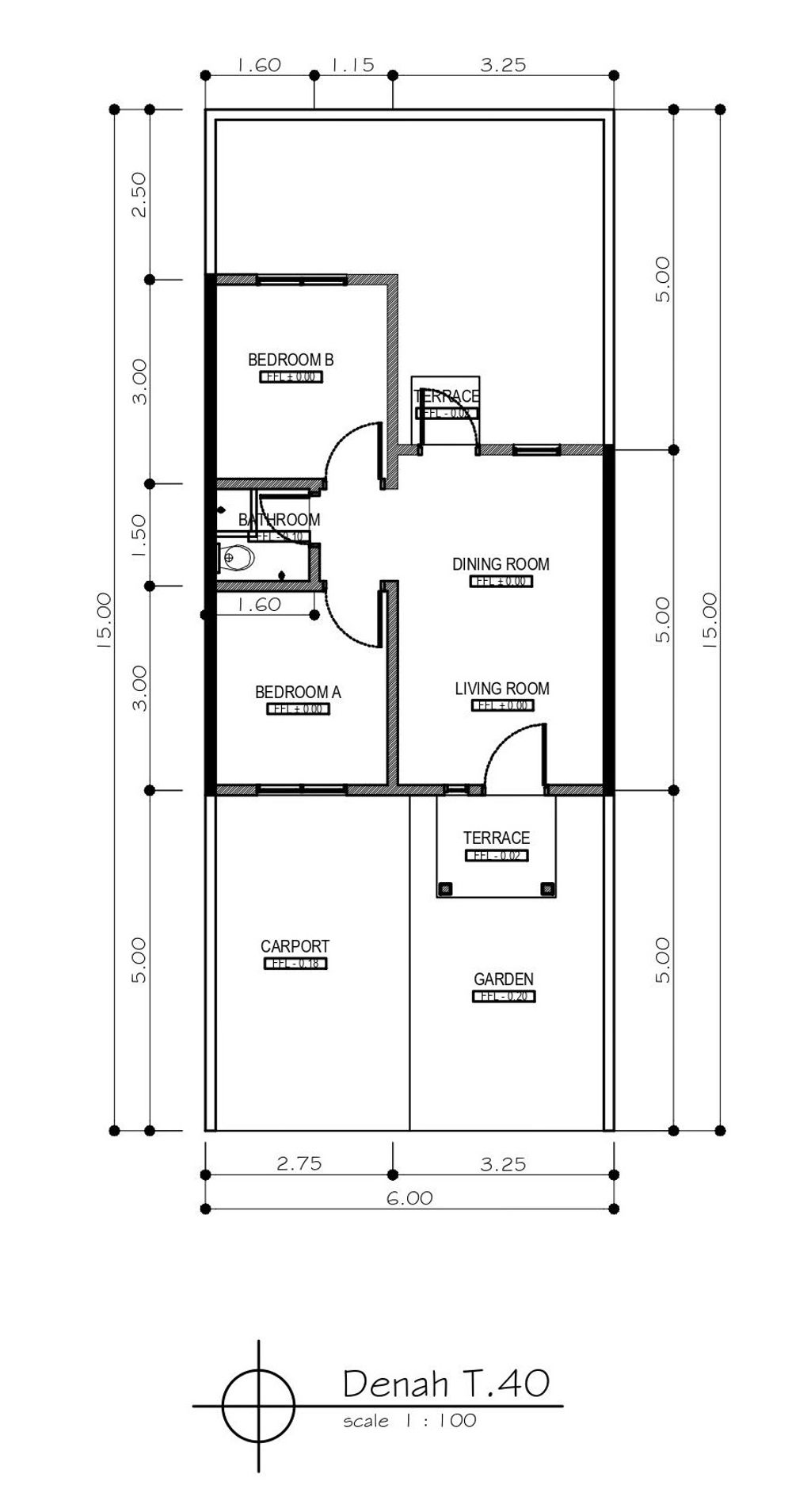 foto denah rumah tipe T 40/90 perumahan ALAM JUANDA