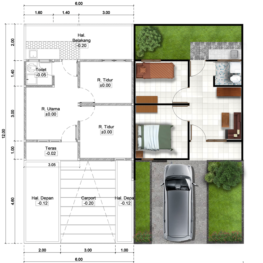foto denah rumah tipe 31/72 (224) Per 1 Januari 2024 perumahan ALAM SANGGAR INDAH EXTENSION