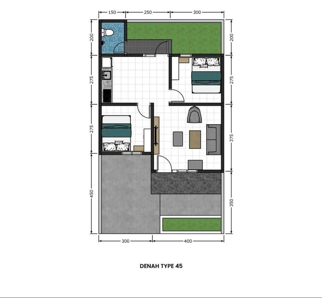 foto denah rumah tipe 45 perumahan GRAND SAKURA