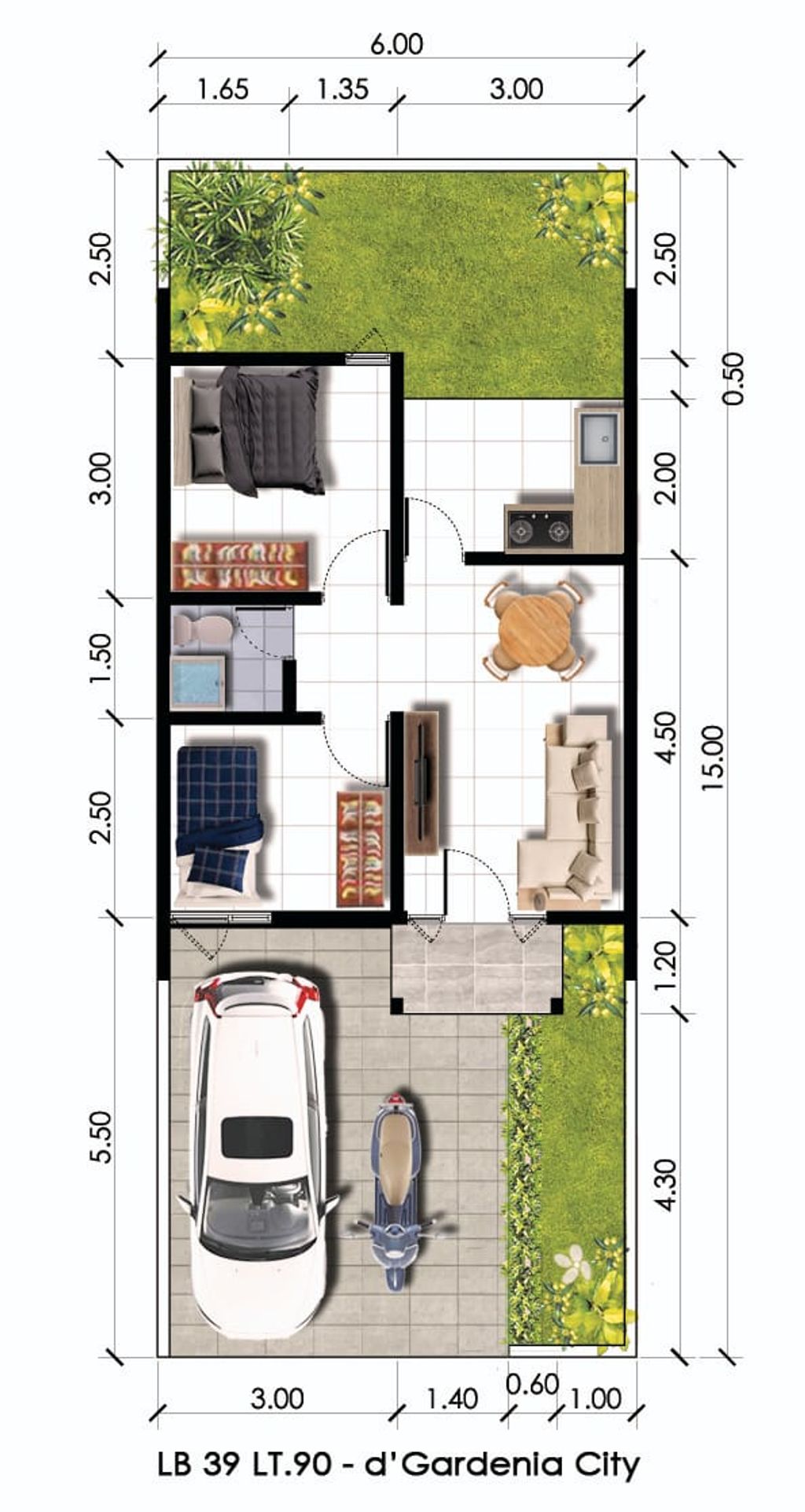 foto denah rumah tipe d'Amor 39 perumahan Dgardenia city