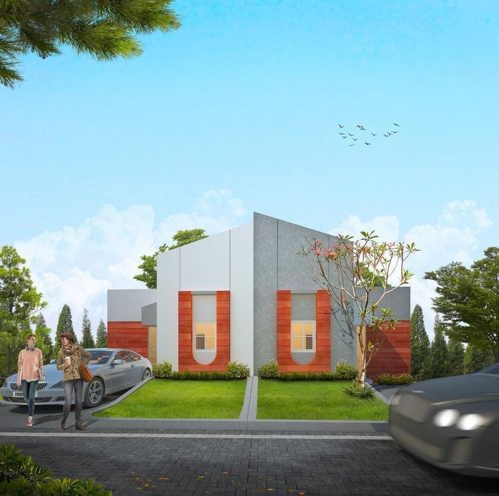foto tampak rumah tipe 30 perumahan LAVANAA LAND CLUSTER SHERA