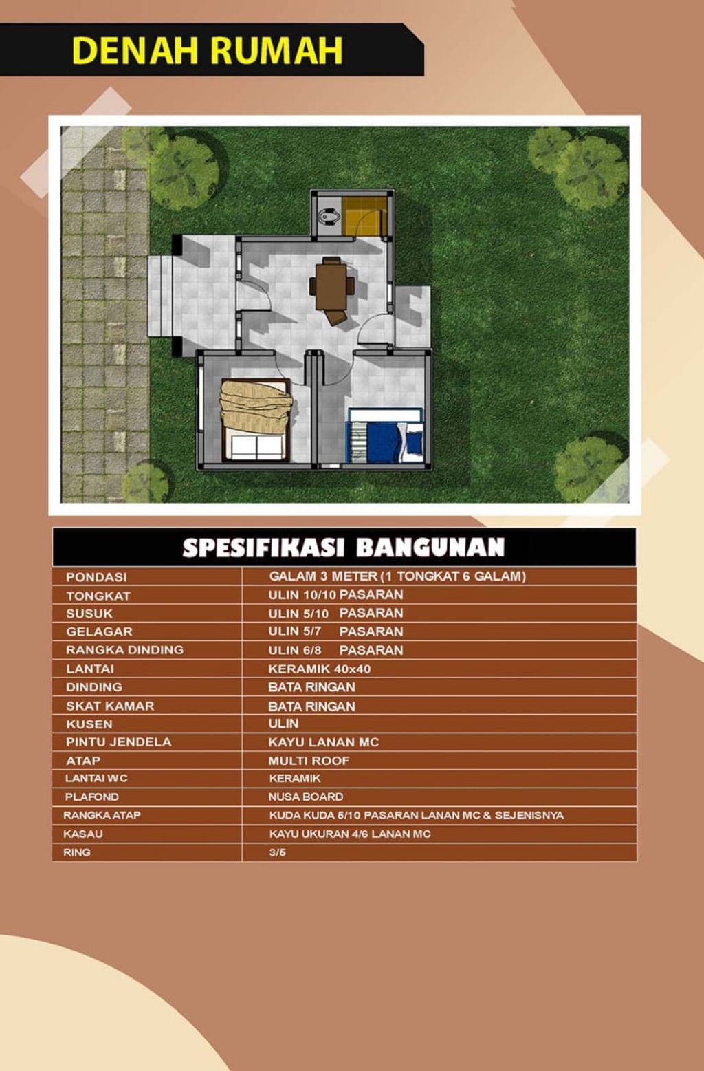 foto denah rumah tipe 36 perumahan SHALLI MESSI RESIDENCE