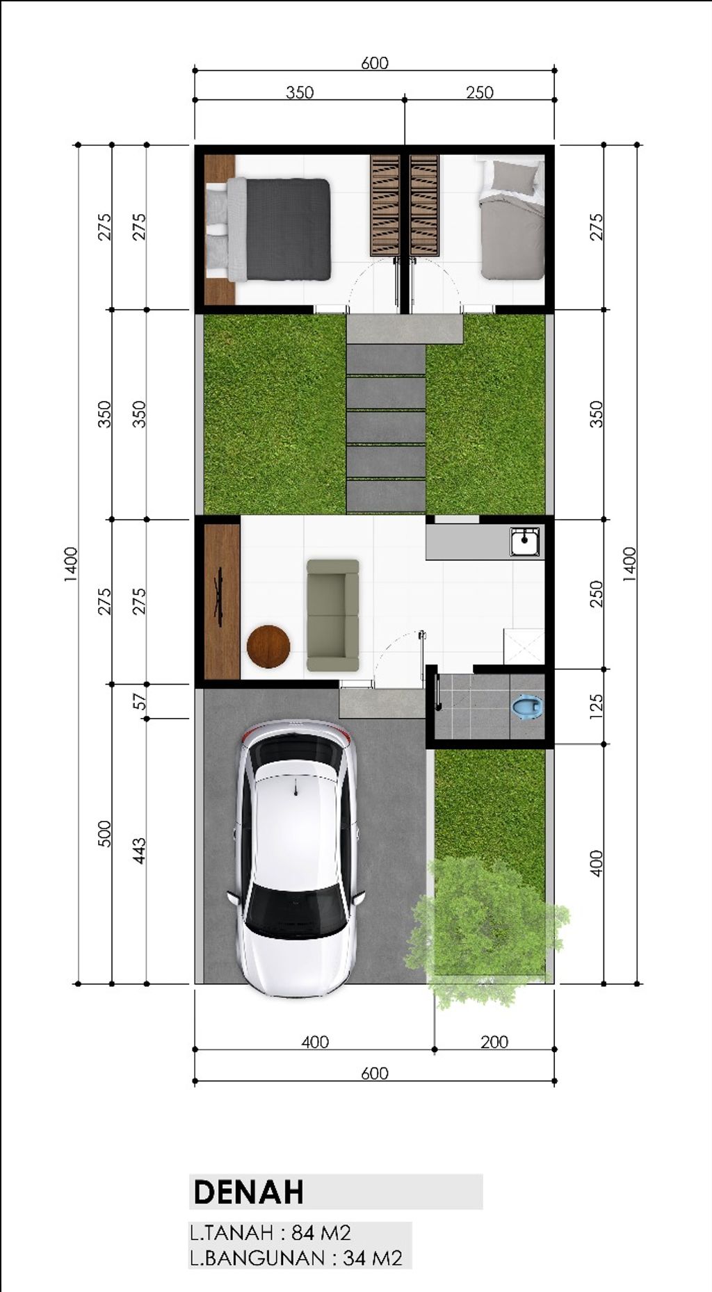 foto denah rumah tipe 34 perumahan GRAND HOUSING MALUK