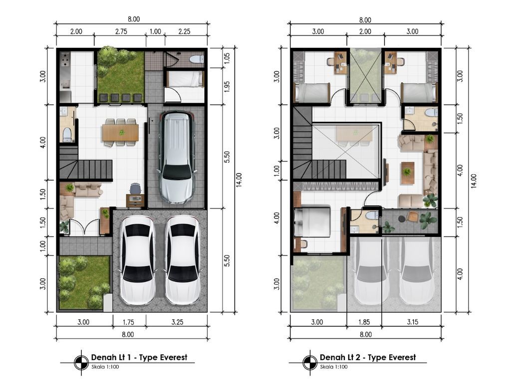 foto denah rumah tipe Everest A7 130 / 123 perumahan MONTVILLE RESIDENCE