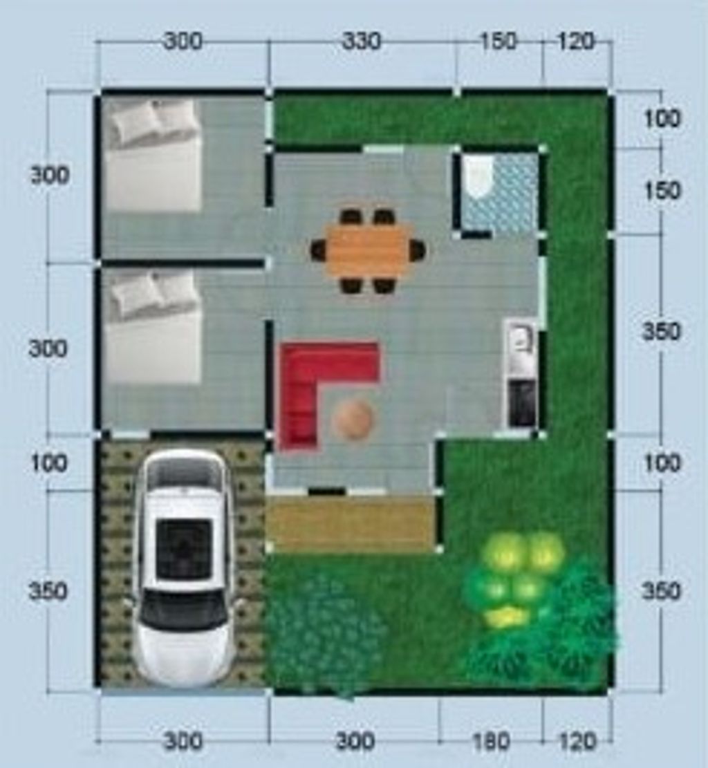 foto denah rumah tipe 45/88 perumahan Bukit Cemara Hijau