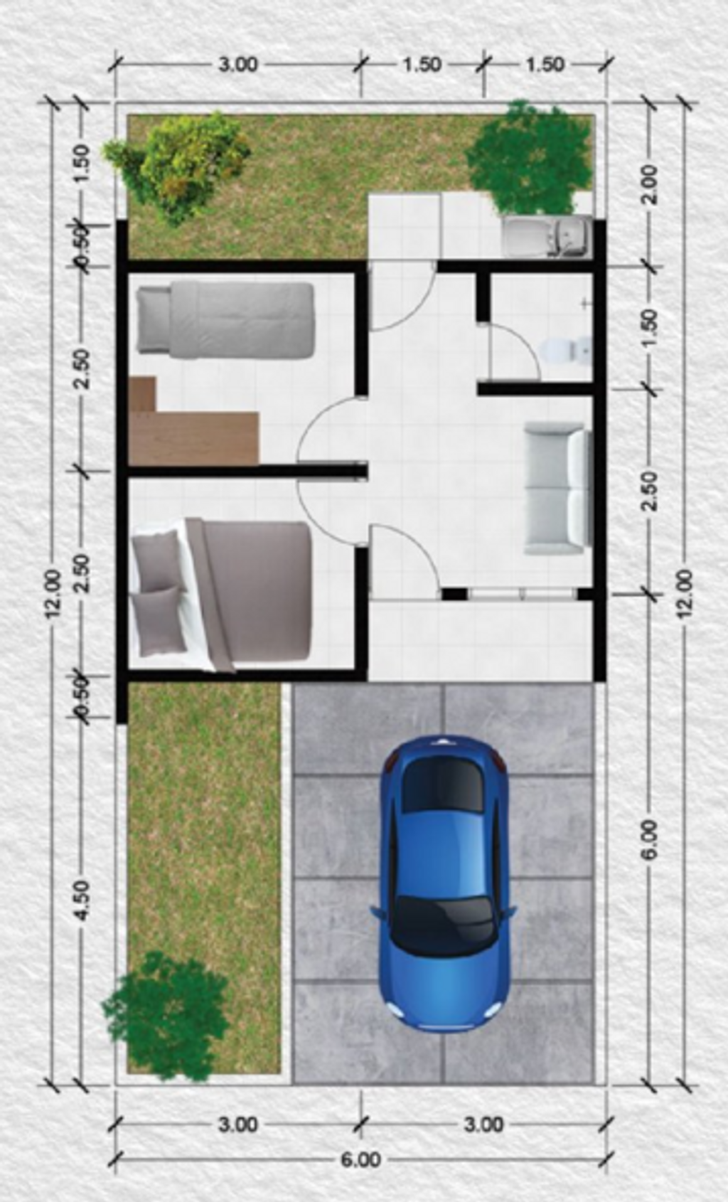 foto denah rumah tipe HOYA 30/72 perumahan NIRWANA HILL (NH)