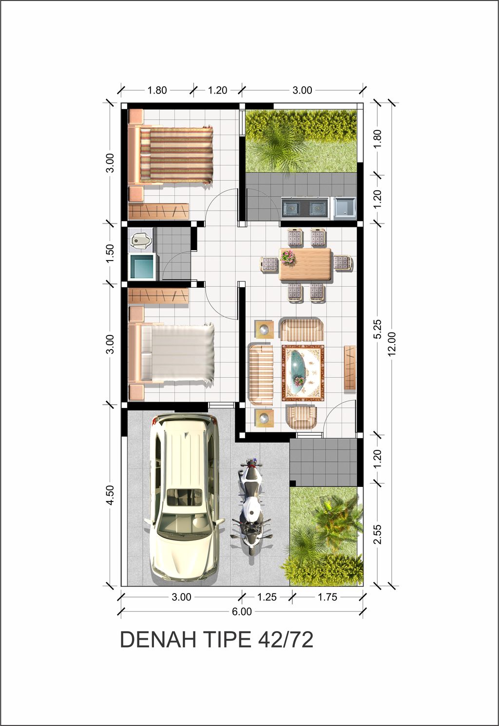 foto denah rumah tipe Neo Daisy perumahan The Quality Riverside