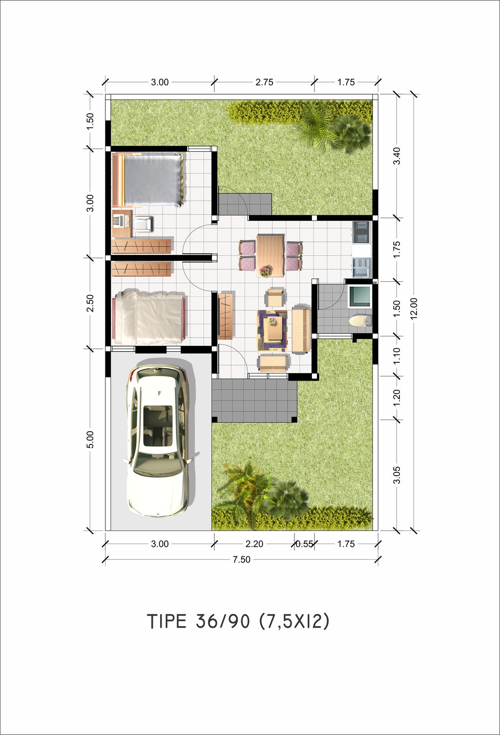 foto denah rumah tipe Fusia perumahan The Quality Riverside