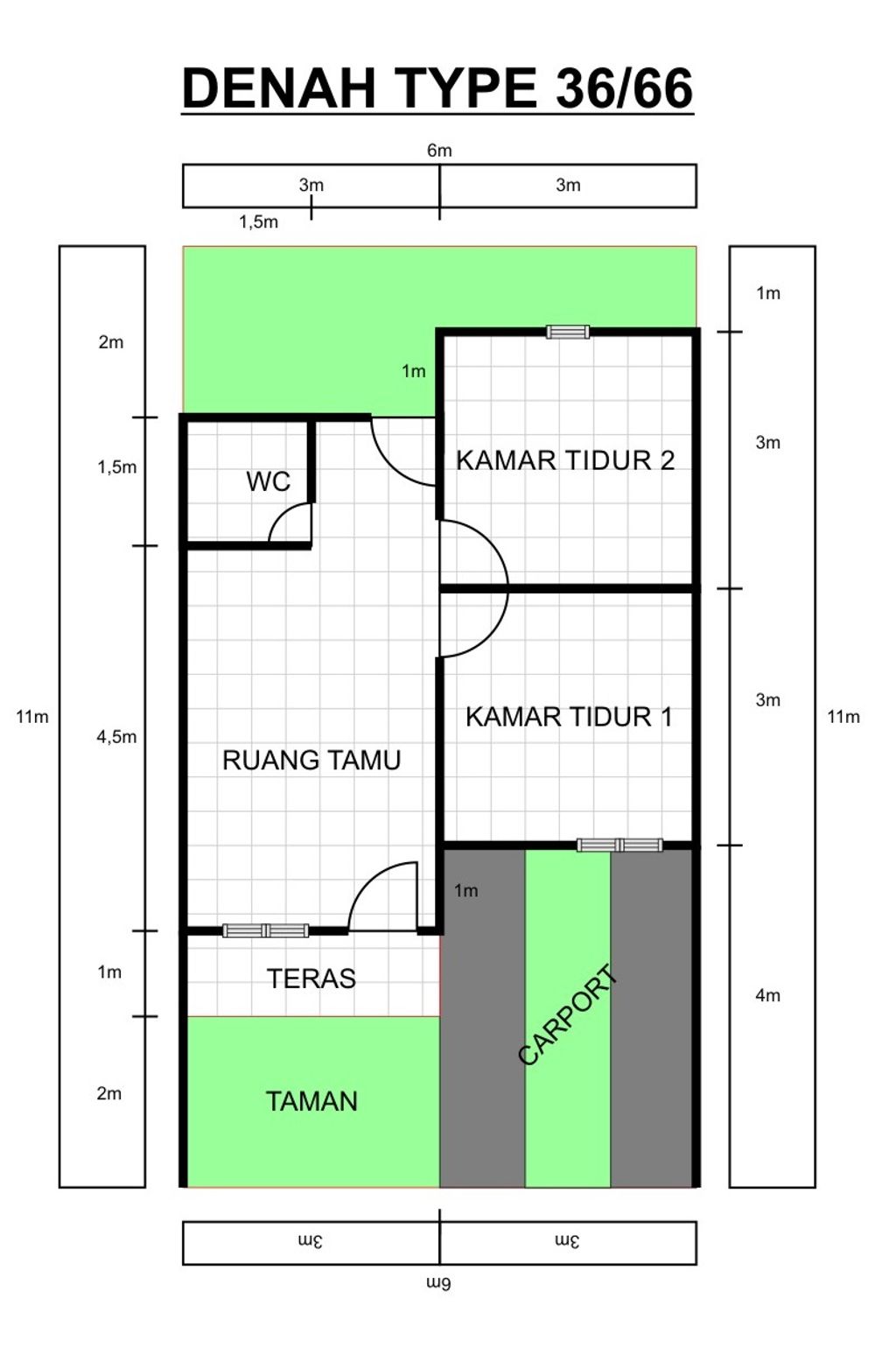foto denah rumah tipe SUBSIDI perumahan GRIYA PAKUMBULAN INDAH TAHAP 2