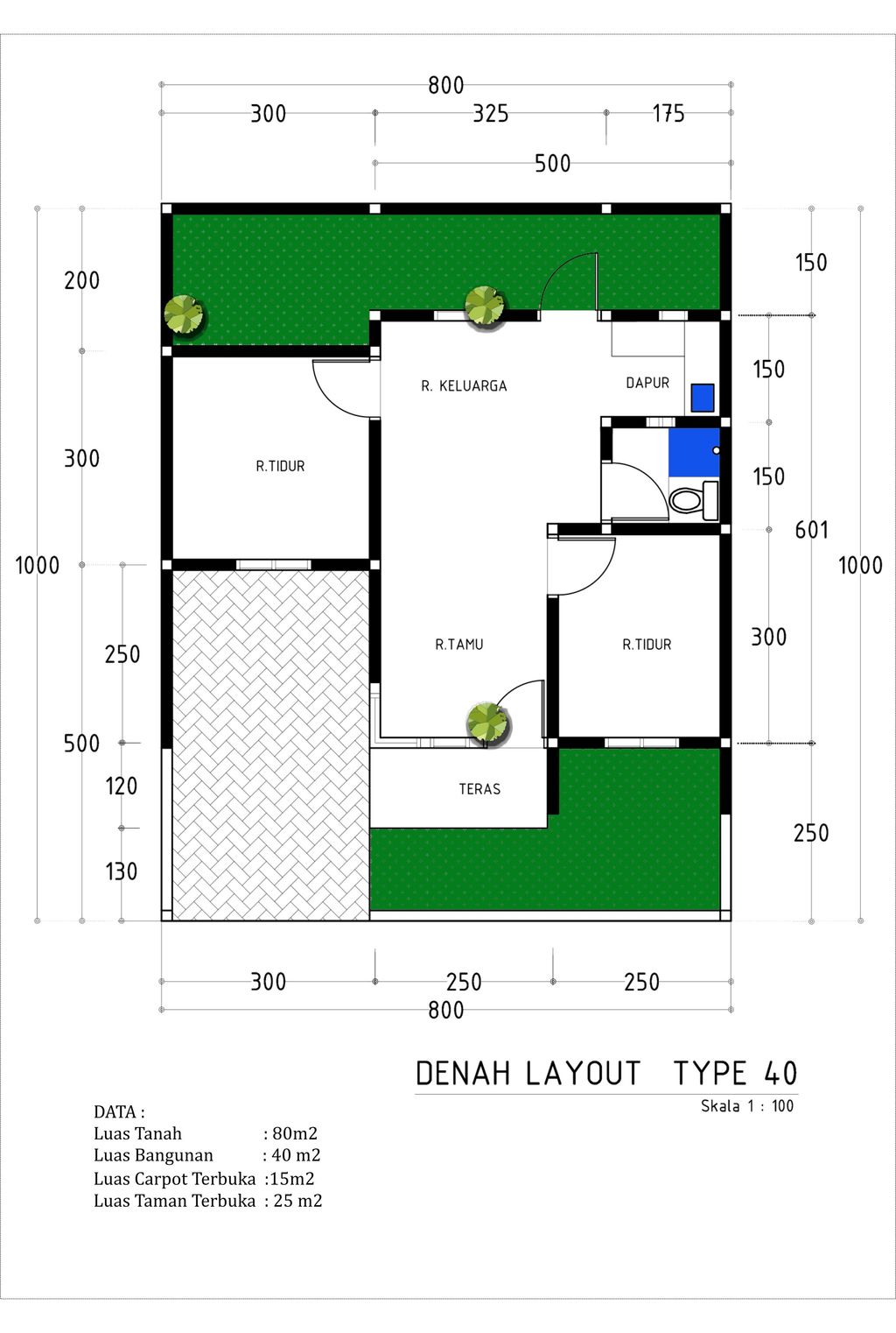 foto denah rumah tipe 40/80 perumahan GRAND BUKIT SARI