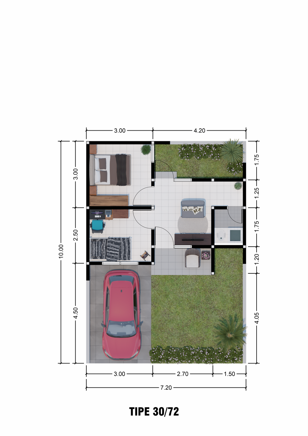 foto denah rumah tipe Neo Sakura perumahan The Quality Riverside