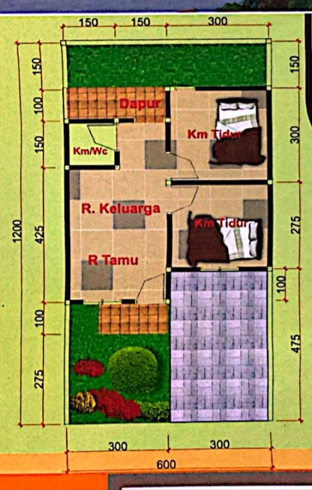 foto denah rumah tipe SUBSIDI perumahan BUMI BATARA MAWANG PERMAI TAHAP III