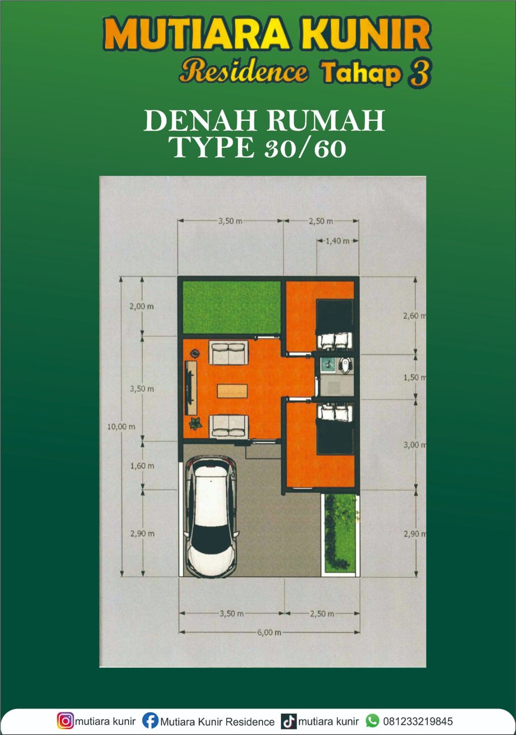foto denah rumah tipe 30/60 perumahan MUTIARA KUNIR TAHAP 3