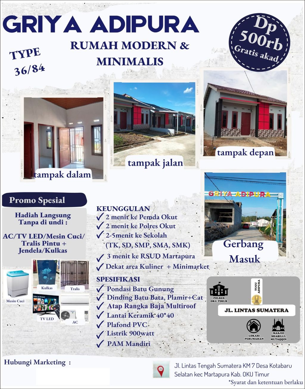 foto tampak rumah tipe New 36/84 perumahan Perumahan Griya Adipura