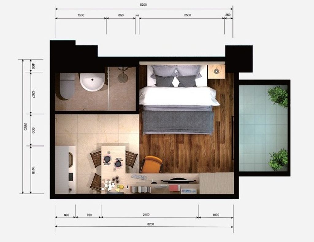 foto denah rumah tipe Studio perumahan APARTEMENT STUDENT PARK