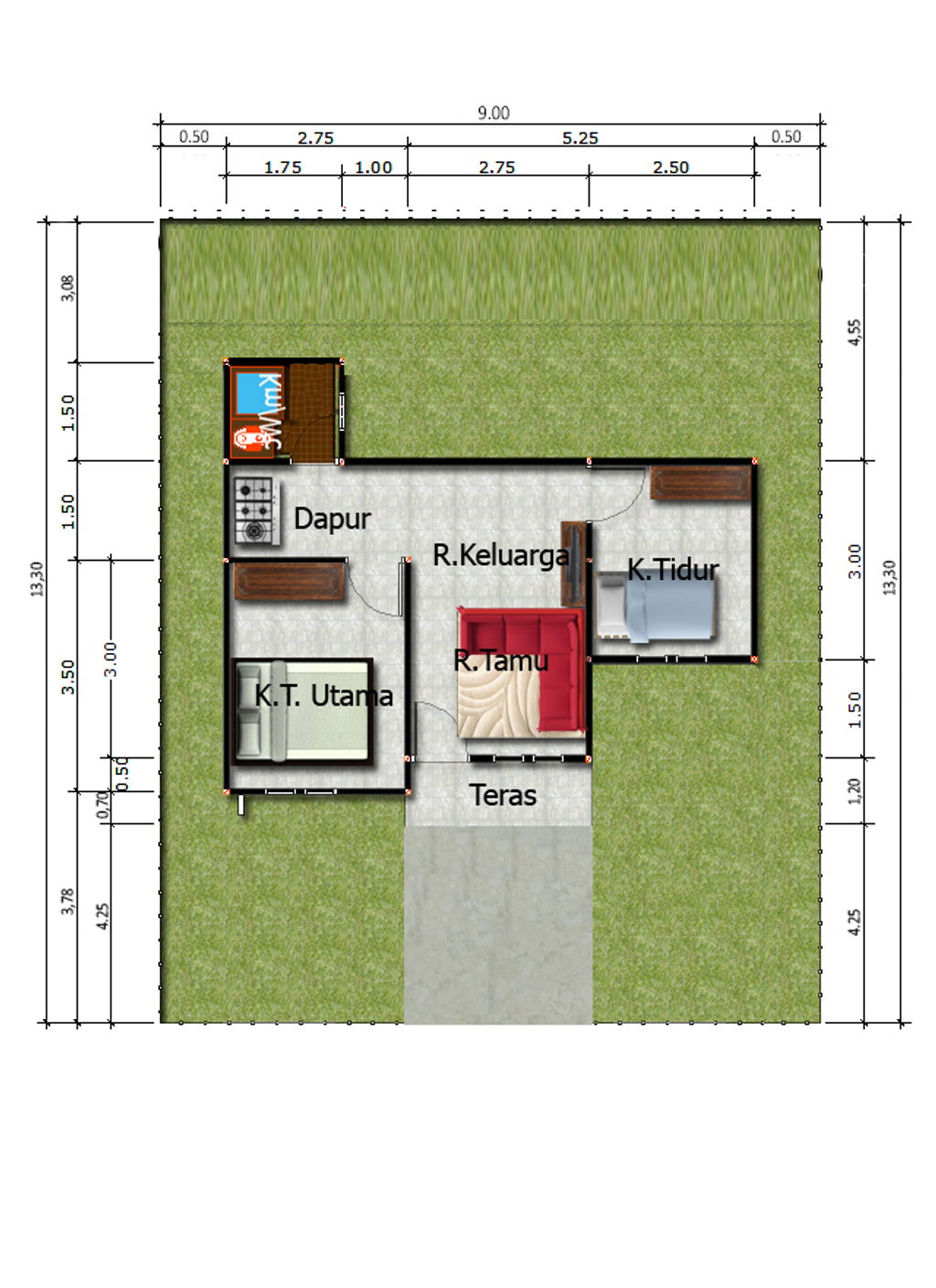 foto denah rumah tipe 36 perumahan MEGA RESIDENCE,