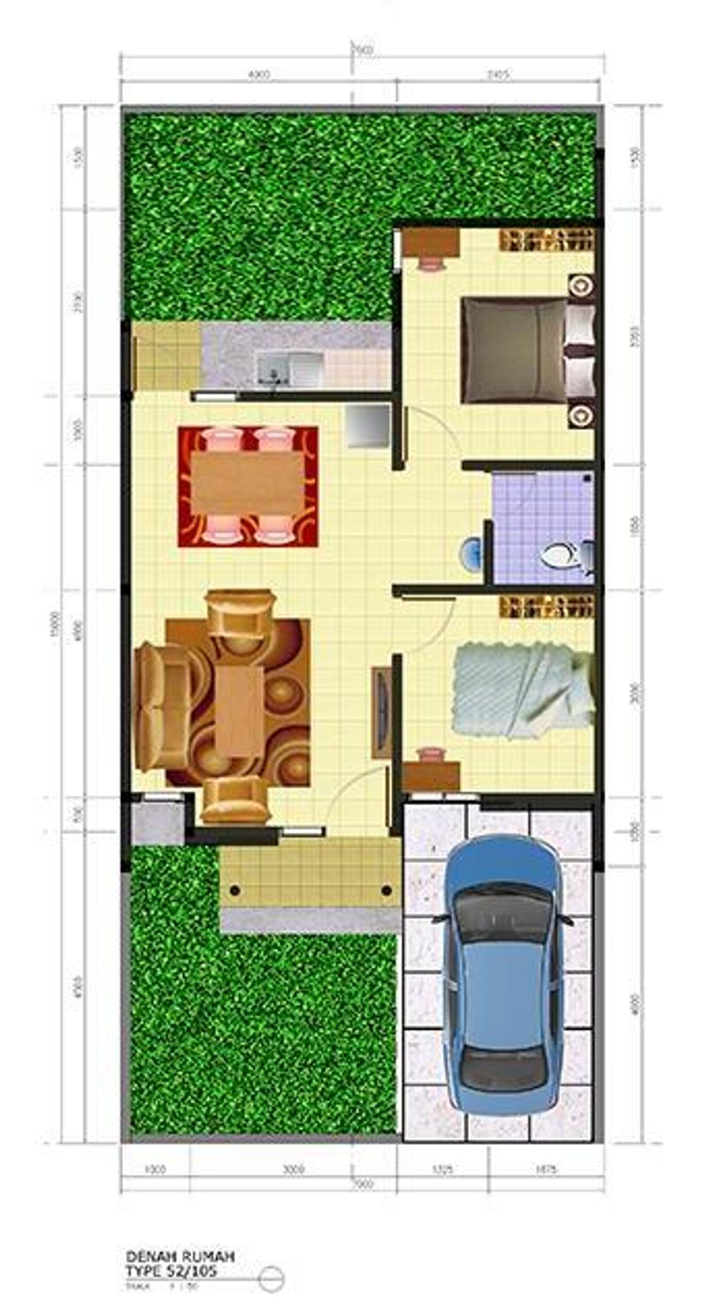 foto denah rumah tipe RA 52/105 perumahan Harvest City