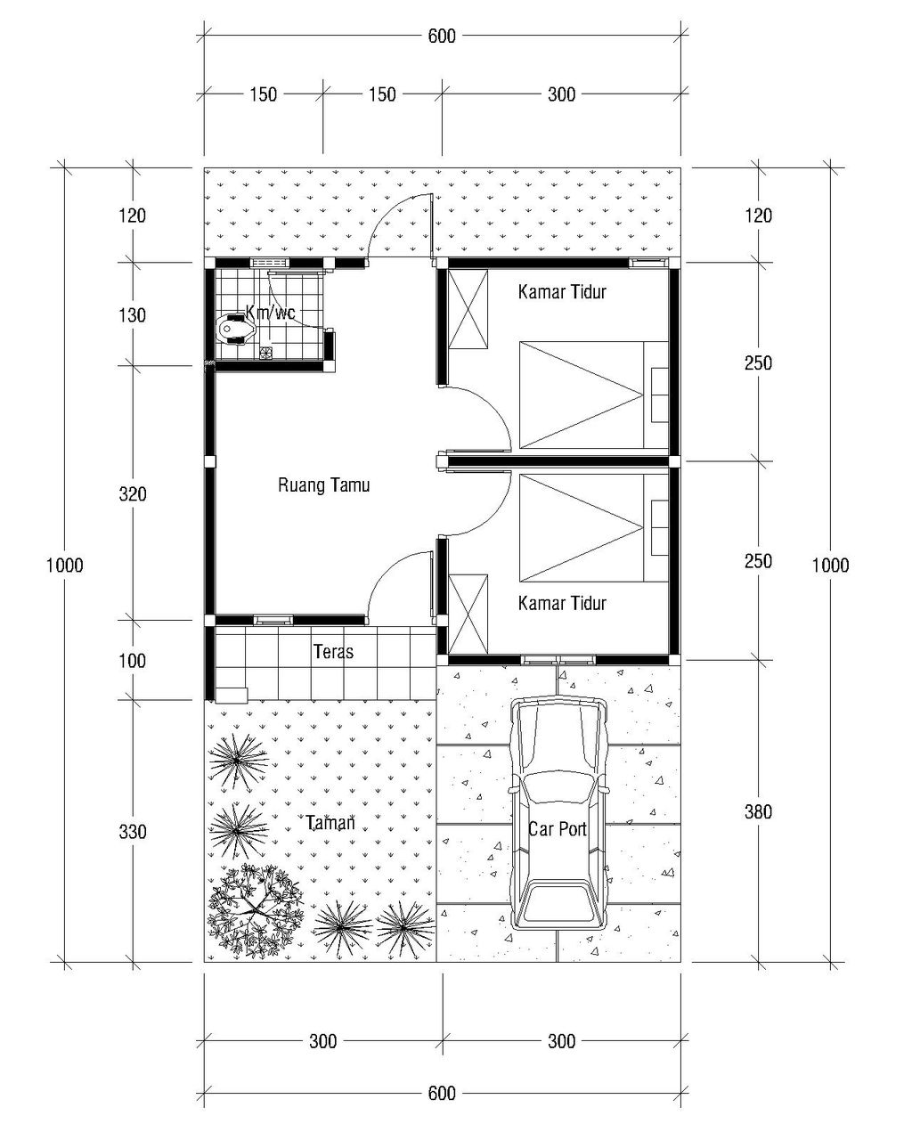 foto denah rumah tipe 30/60 perumahan GREEN HARMONI METARAMAN 3