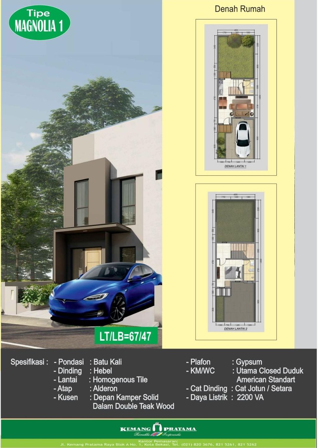 foto denah rumah tipe MAGNOLIA 1 perumahan KEMANG PRATAMA - 5