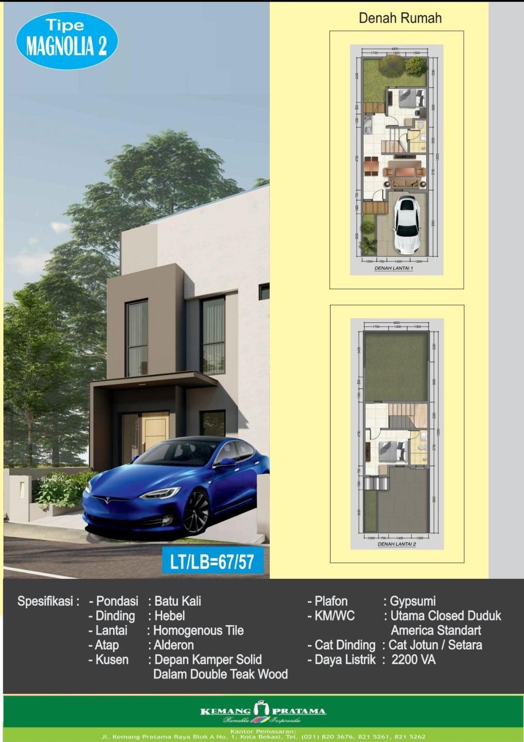 foto denah rumah tipe MAGNOLIA 2 perumahan KEMANG PRATAMA - 5