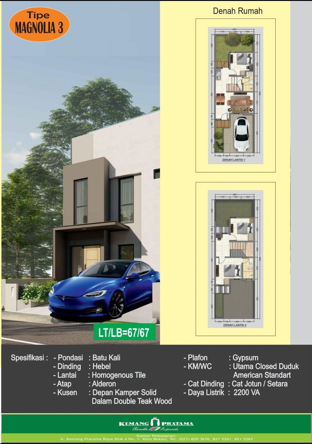 foto denah rumah tipe MAGNOLIA 3 perumahan KEMANG PRATAMA - 5