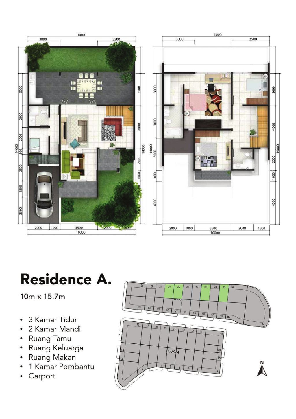 foto denah rumah tipe Residence A perumahan Fortunia Residences