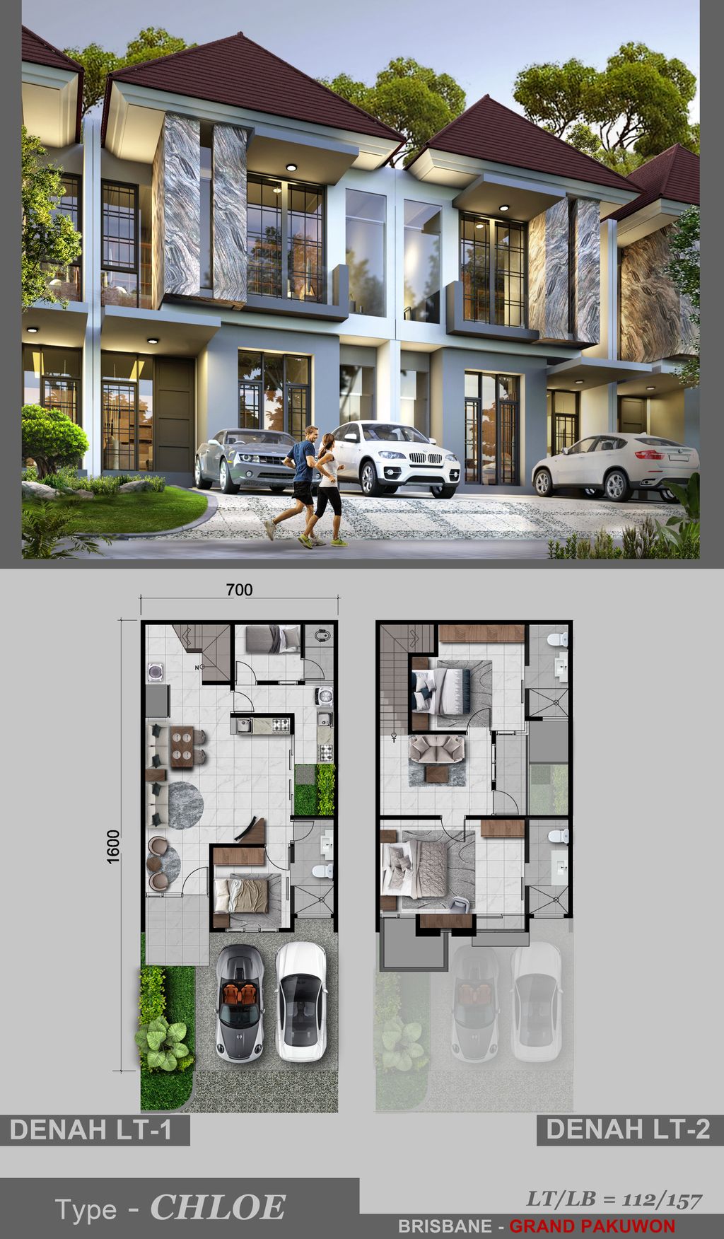 foto denah rumah tipe CHLOE perumahan BRISBANE - GLADSTONE