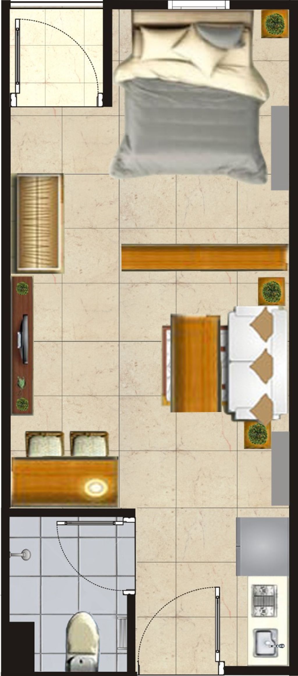 foto denah rumah tipe Studio 1 BR - Suite perumahan Gunung Putri Square