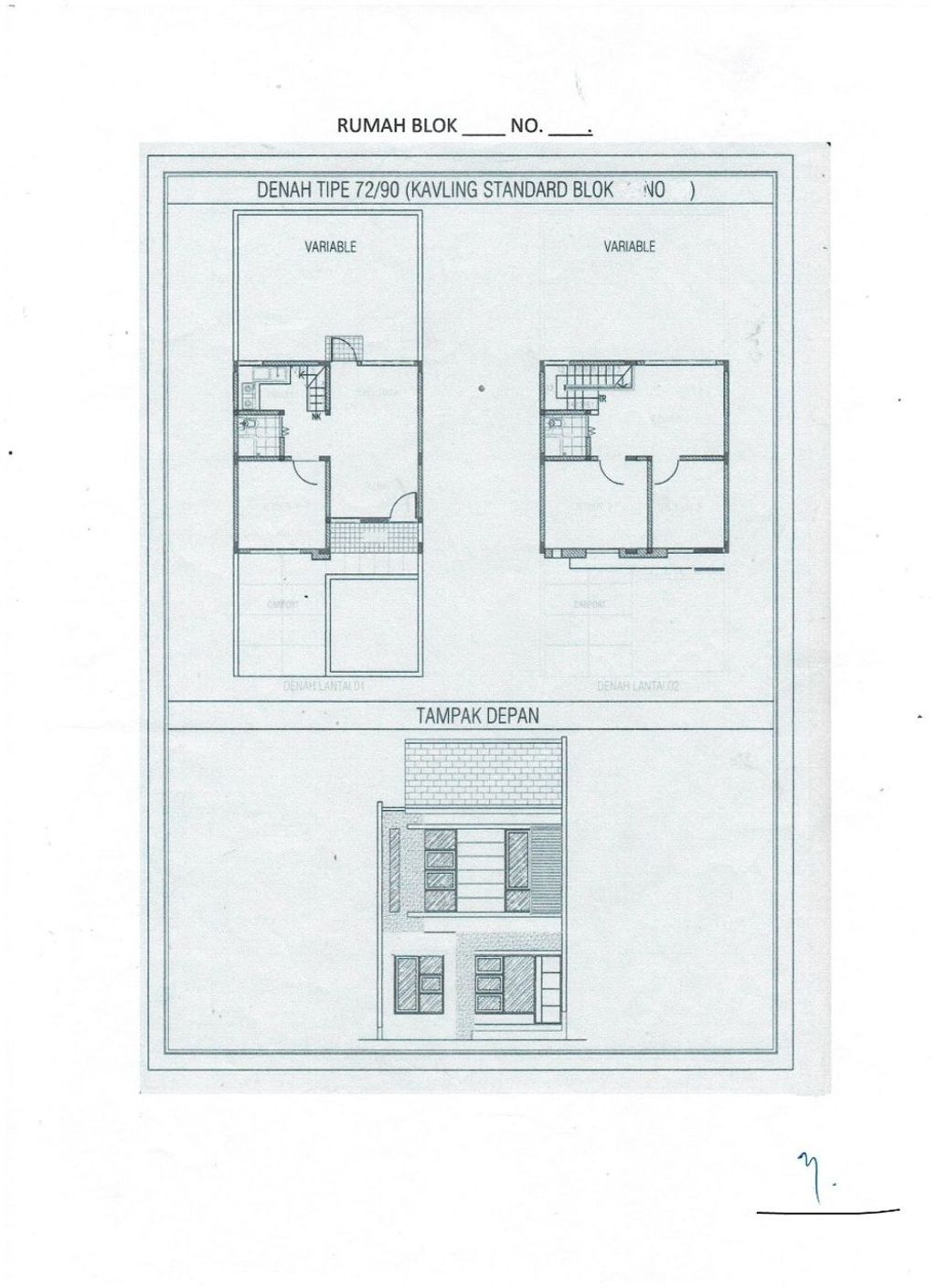 foto denah rumah tipe 72/190 perumahan PINANG MAS RESIDENCE