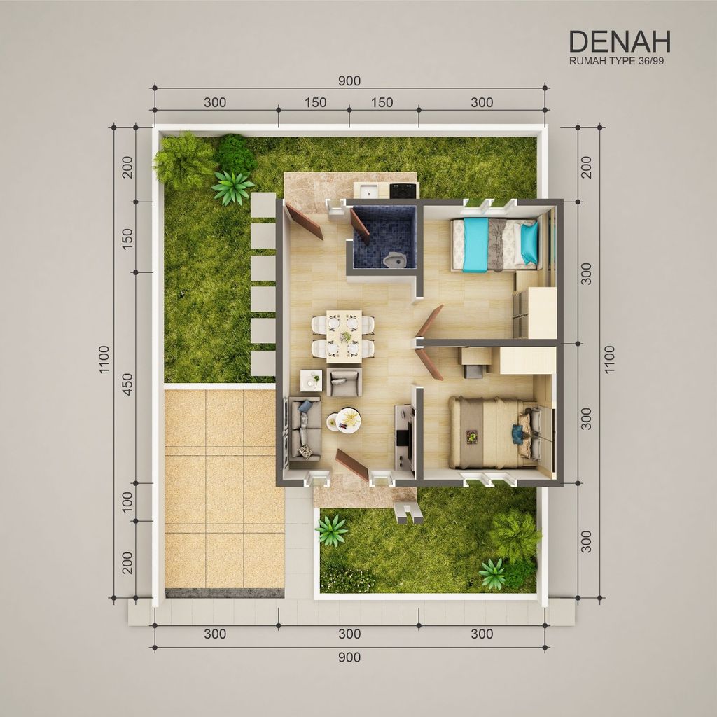 foto denah rumah tipe Cluster Kepang 36 perumahan PERUMAHAN MANGGARAWAN PERMAI RESIDENCE
