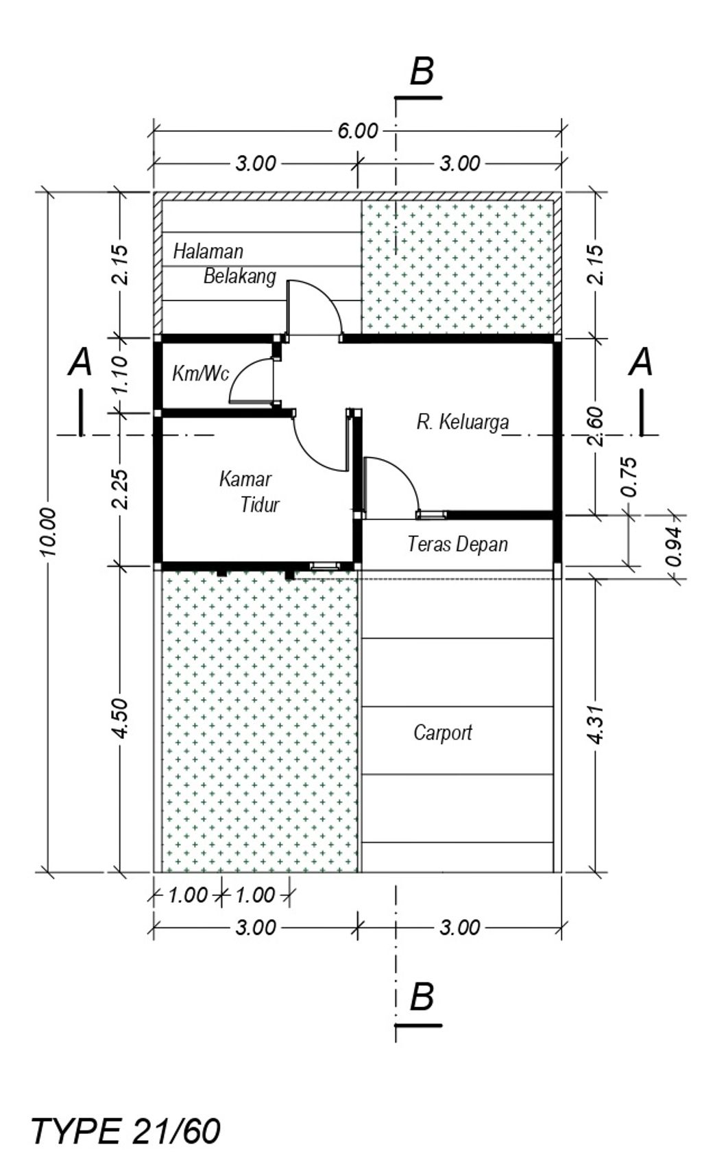 foto denah rumah tipe 21/60 perumahan GREEN VILLAS CLUSTER KALIANDRA 1