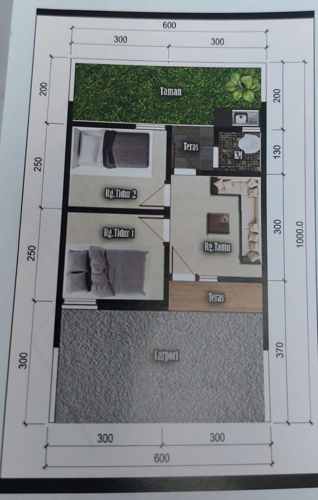 foto denah rumah tipe 27/60 perumahan GRAHA BIMANTARA