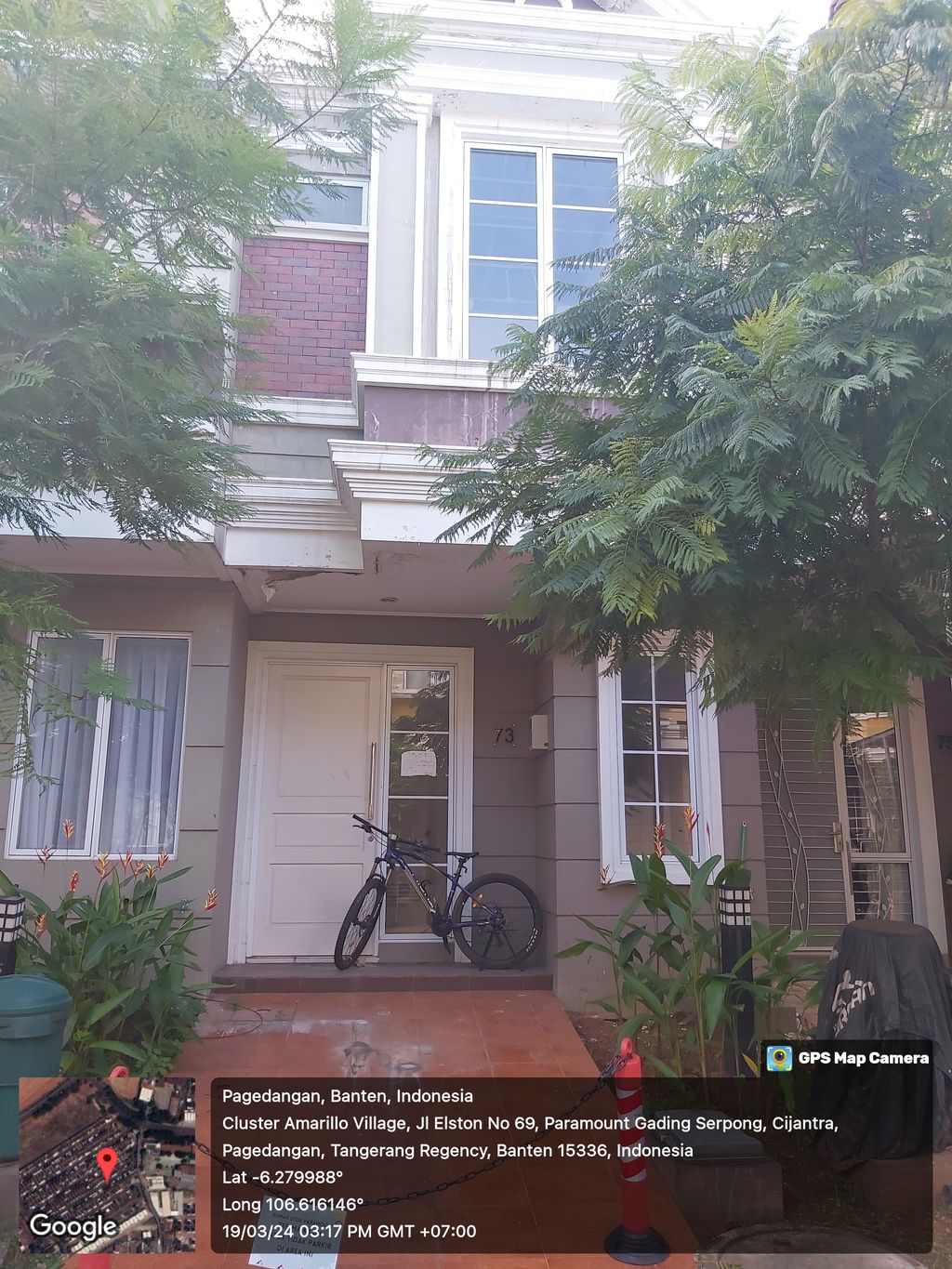 foto tampak rumah tipe CAMBON/73 perumahan CLUSTER AMARILLO VILLAGE
