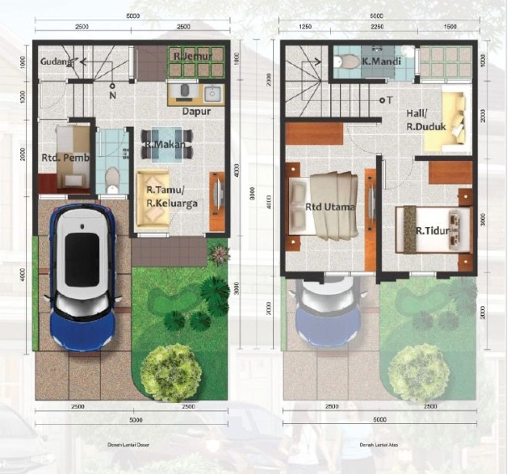 foto denah rumah tipe HUDSON/23 perumahan CLUSTER AMARILLO VILLAGE