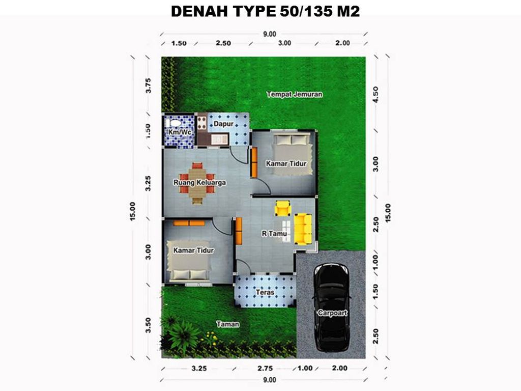 foto denah rumah tipe 50 perumahan Griya Teratai Indah