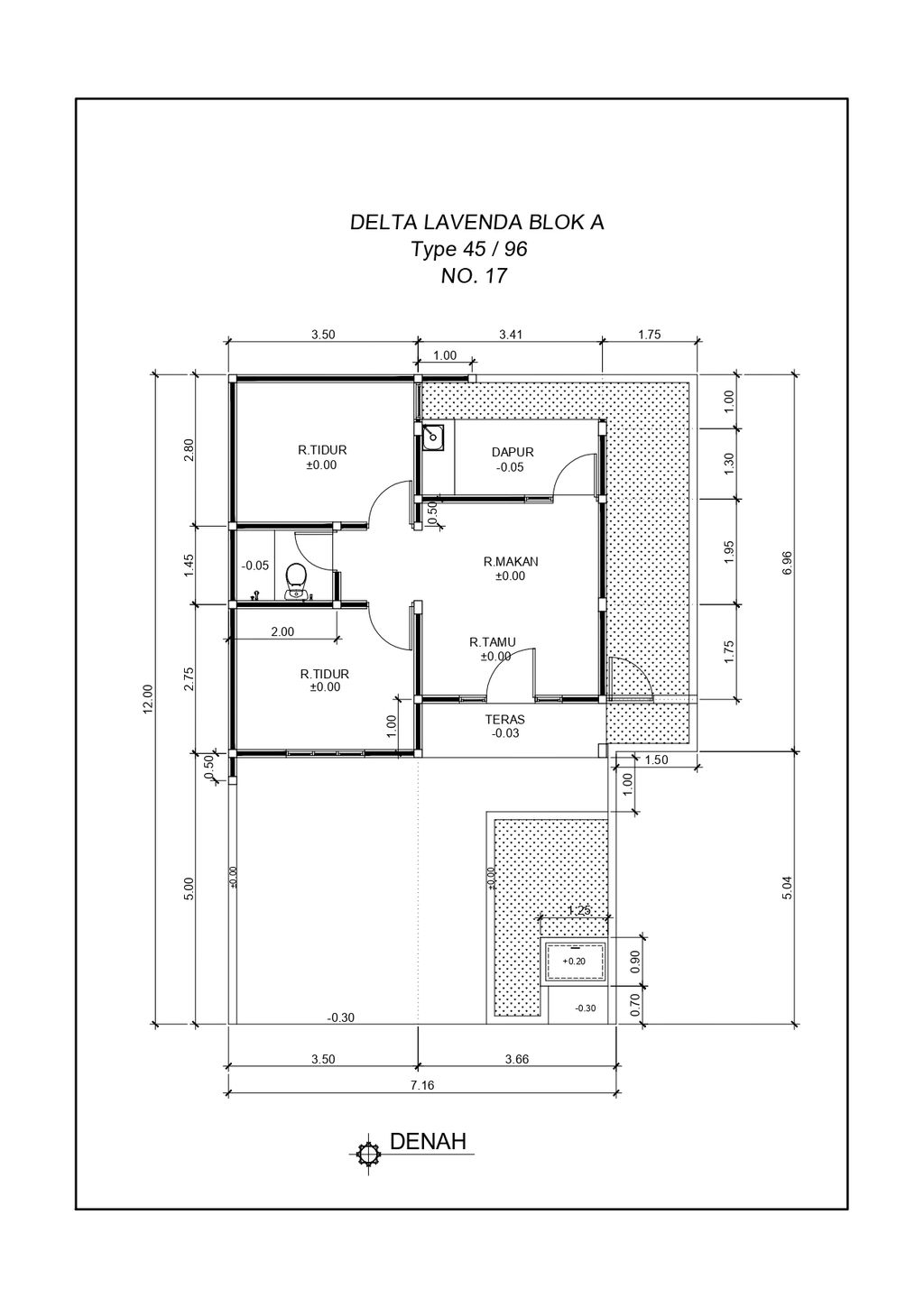 foto denah rumah tipe DELTA LAVENDA A-17 perumahan GRAND DELTA SARI