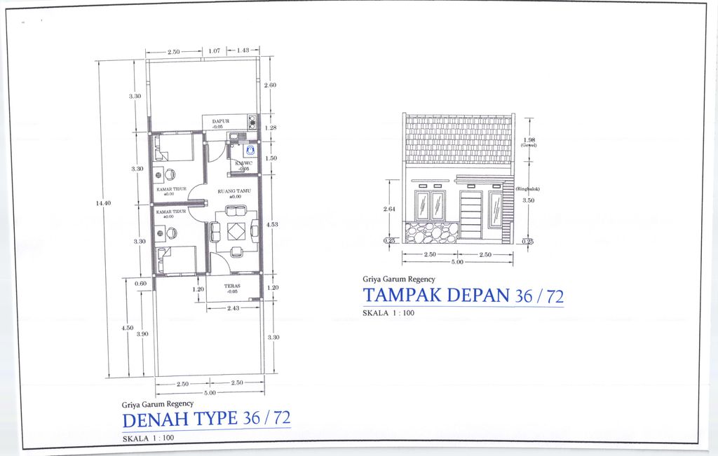 foto denah rumah tipe 36 perumahan Purworejo Regency