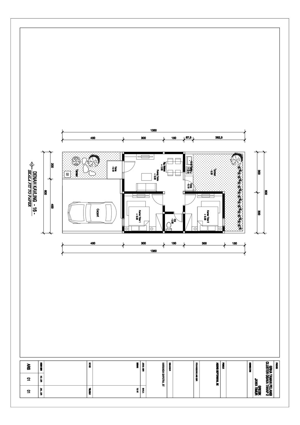 foto denah rumah tipe Osaka 2 kav 16 perumahan GRHA TAMAN PELANGI 2 CLUSTER OSAKA 2