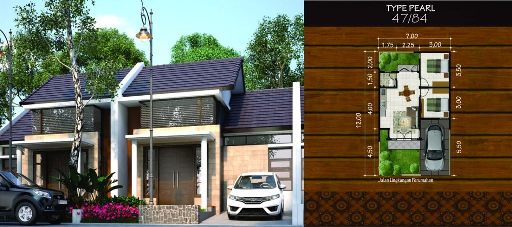 foto denah rumah tipe PEARL perumahan Grand Permata Residence