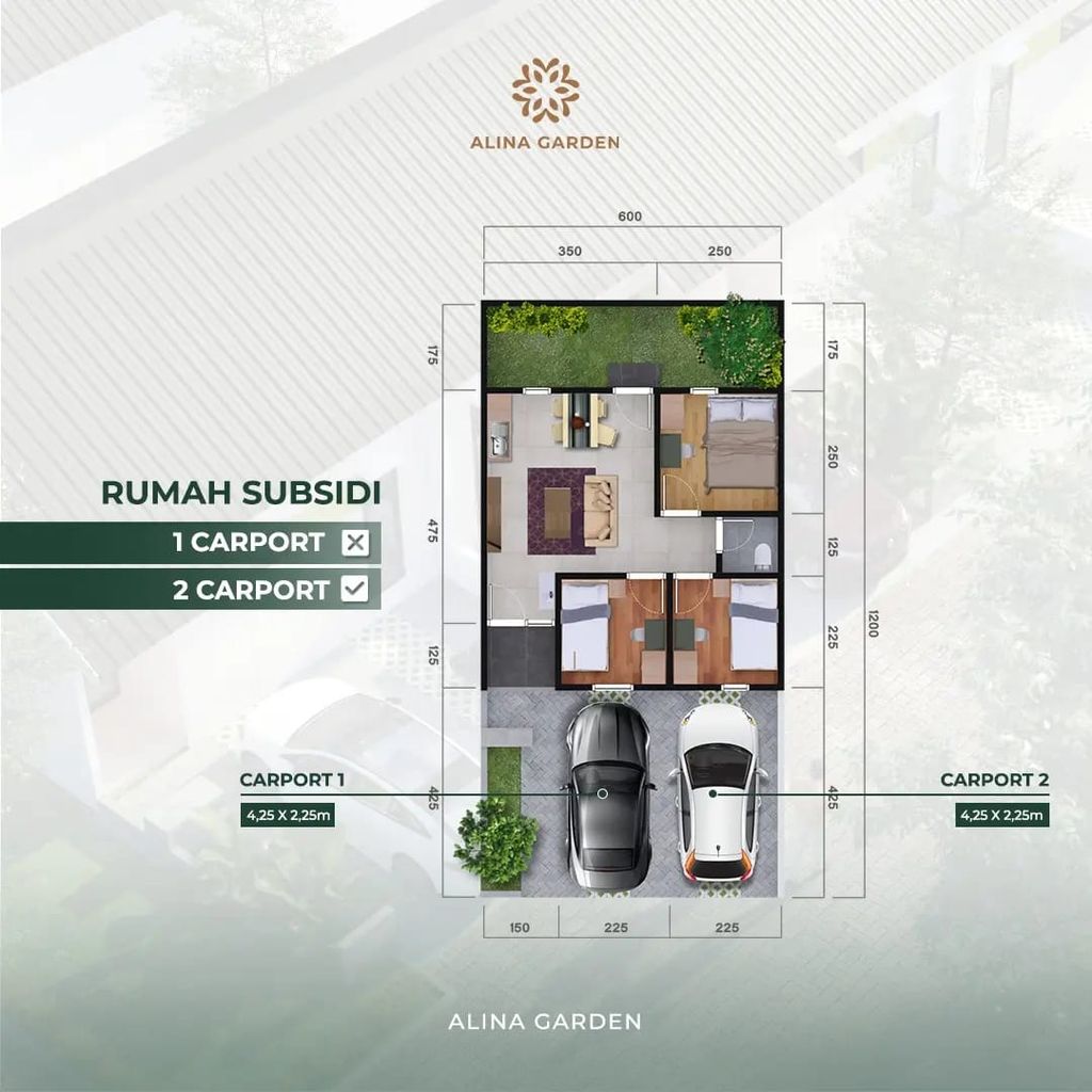 foto denah rumah tipe 36 perumahan ALINA GARDEN