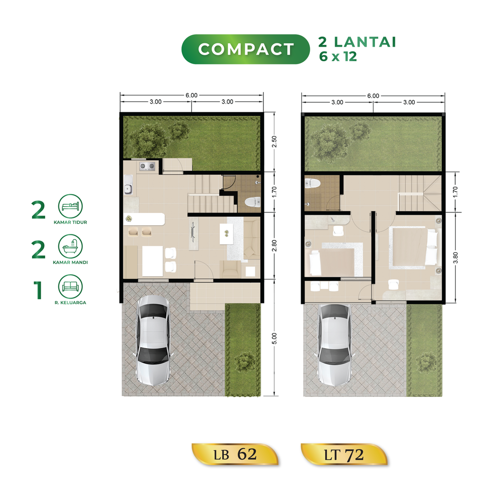 foto denah rumah tipe COMPACT perumahan Juanda Land Residence