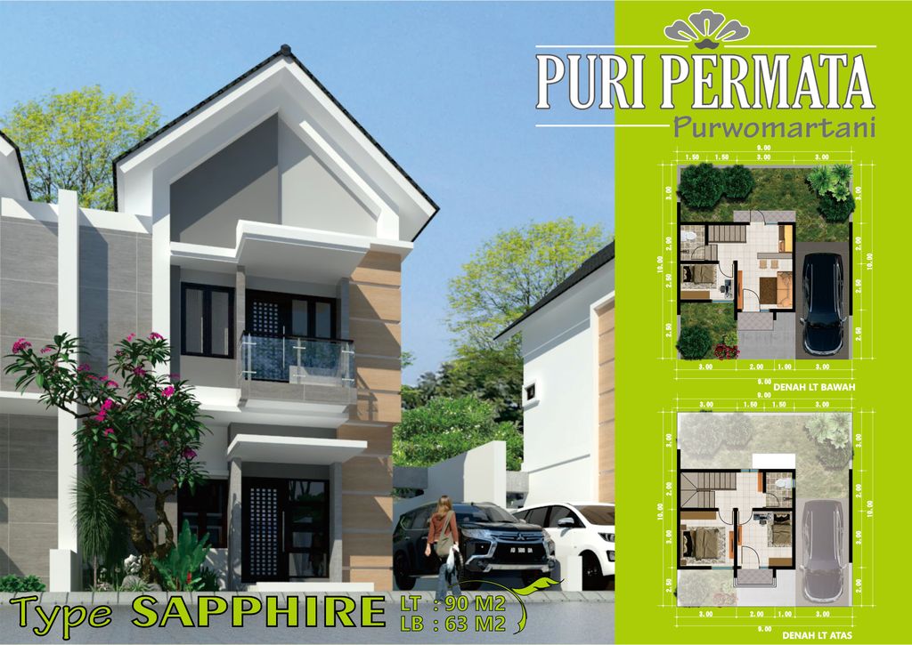foto denah rumah tipe SAPPHIRE perumahan PERUMAHAN PURI PERMATA PURWOMARTANI