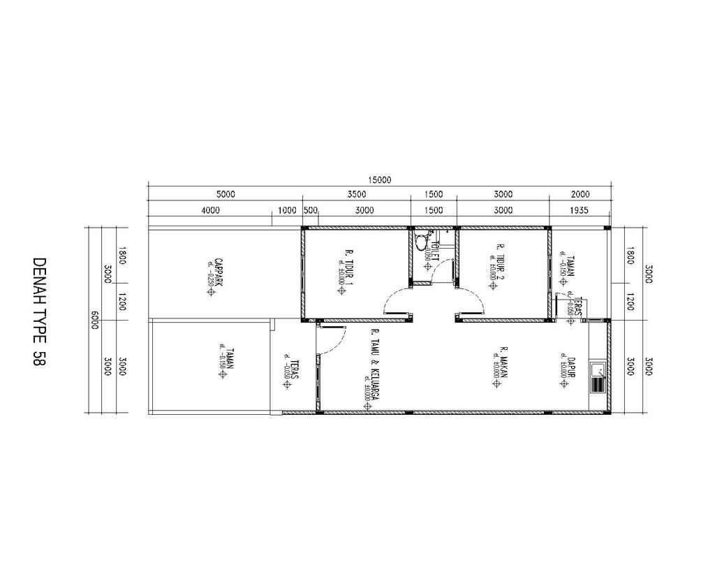 foto denah rumah tipe Anggrek 58 No.57 perumahan KOMPLEK D'GREEN CITY TIPE 58 CLUSTER ANGGREK